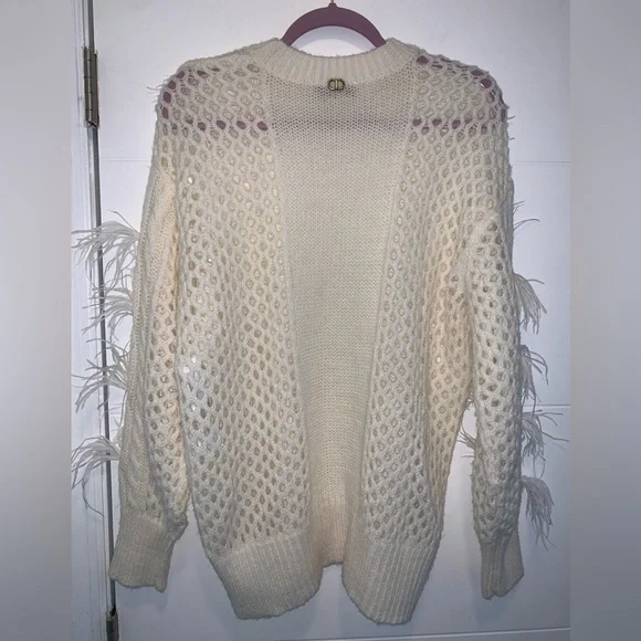 Twinset Feather Sweater Blouse White XS - Picture 3 of 3